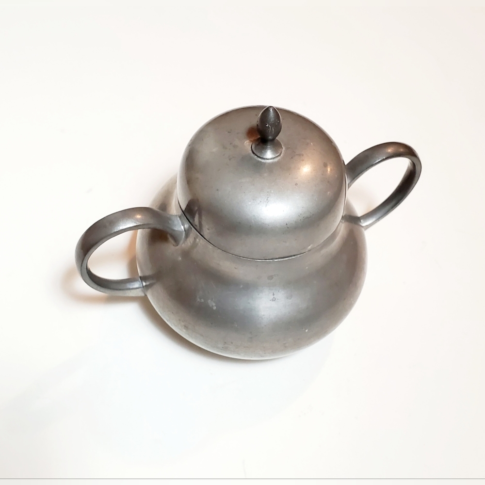 Vintage CK Co Kurz Pewter Holland Reines Zinn Edeltin Lidded Sugar Bowl